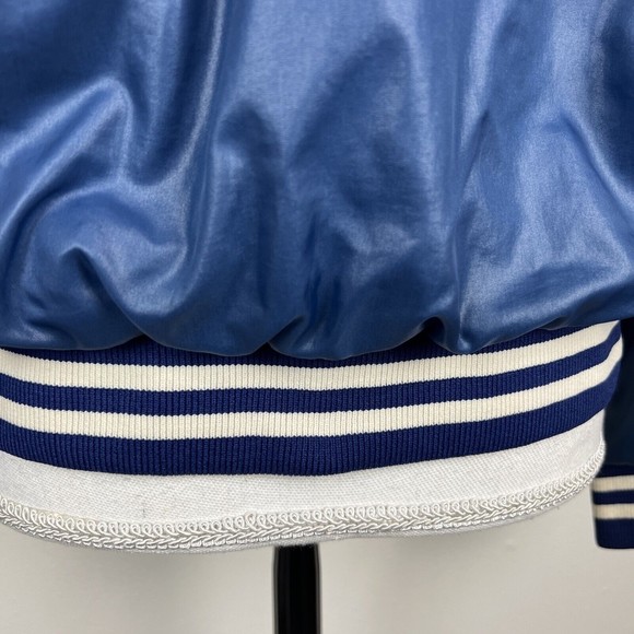 Vintage Changing Scene Jacket Women Large Blue White Varsity Button Up Juniors - Picture 14 of 15